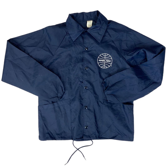 VTG 1970s PAN AM AIRWAYS NYLON WORKWEAR JACKET SURFER WINDBREAKER 36” S