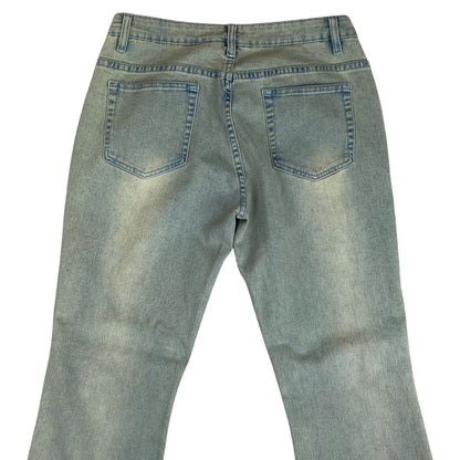 Vintage 90s Y2K Light Wash Embellished Sequin Denim Flared Bootcut Jeans 10 12 M