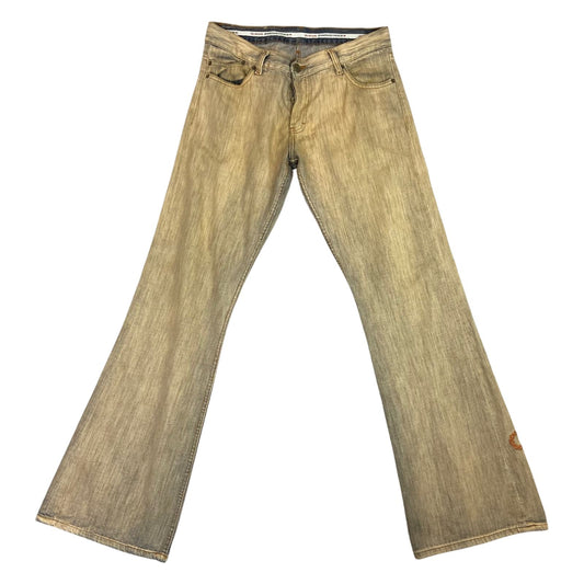 Vintage 90s Y2K Brown Faded Acid Wash Embroidered Bootcut Jeans 10 12M