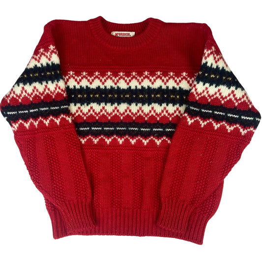 VTG 70s 80s USA McGREGOR WOOL ICELANDIC PATTERN KNIT SWEATER JUMPER 34” XS