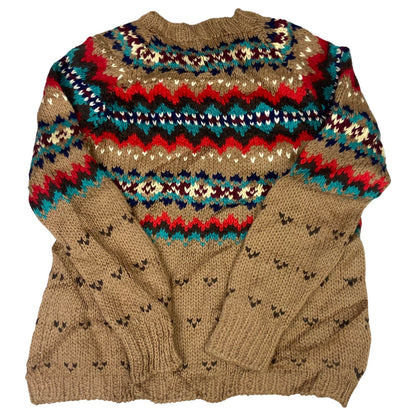 VTG 70s 80s HAND KNIT WOOL SCANDINAVIAN ICELANDIC NORWAY JUMPER SWEATER 34” XS