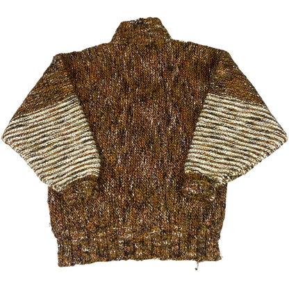 VTG 70s USA HAND KNIT WOOL TALON ZIP JUMPER CARDIGAN HIPPY SWEATER FESTIVAL 40”M