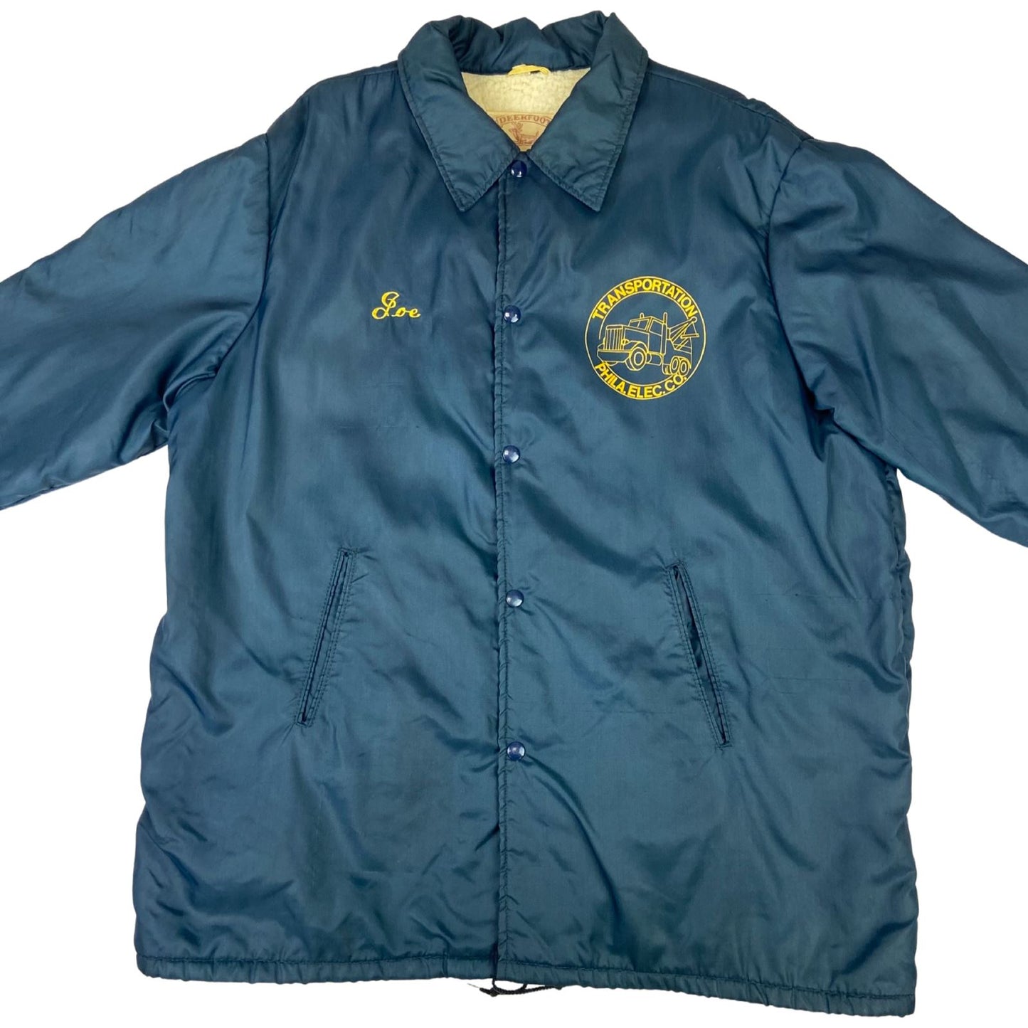 VTG 70s USA DEERFOOT NYLON JOE TRUCKER PHILADELPHIA WORKWEAR JACKET SURFER 44” L