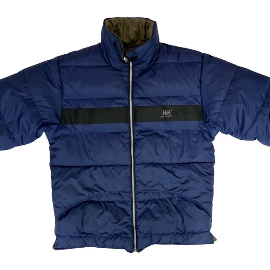 Vintage 90s 00s Navy Brown Helly Hansen Reversible Puffer Coat Duck Down M/L