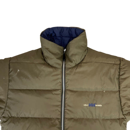 Vintage 90s 00s Navy Brown Helly Hansen Reversible Puffer Coat Duck Down M/L