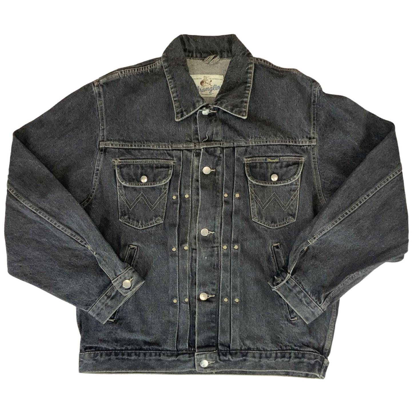 VTG MENS 80s WRANGLER BLUEBELL BLK TYPE 1 PLEAT DENIM JACKET BLOUSON 48” (44) L