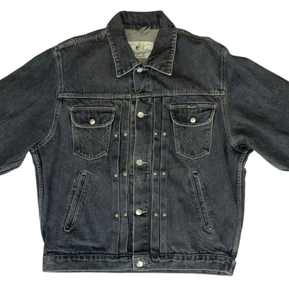 VTG MENS 80s WRANGLER BLUEBELL BLK TYPE 1 PLEAT DENIM JACKET BLOUSON 48” (44) L