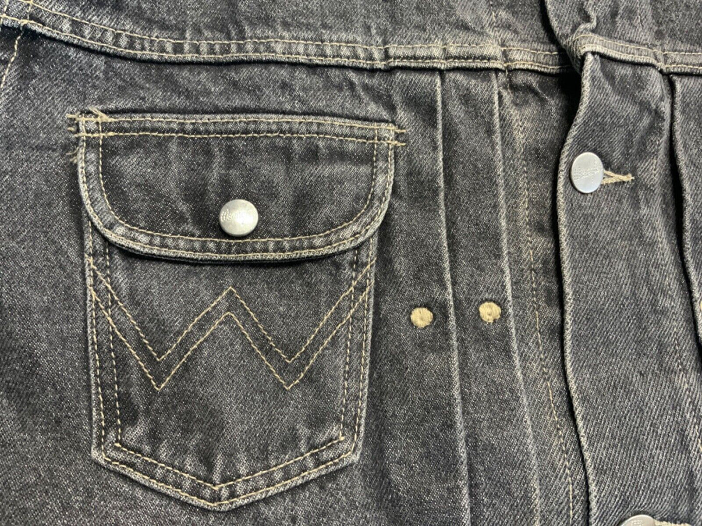 VTG MENS 80s WRANGLER BLUEBELL BLK TYPE 1 PLEAT DENIM JACKET BLOUSON 48” (44) L