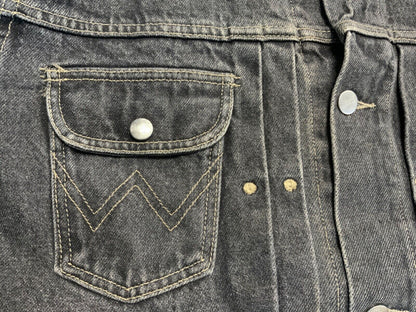 VTG MENS 80s WRANGLER BLUEBELL BLK TYPE 1 PLEAT DENIM JACKET BLOUSON 48” (44) L