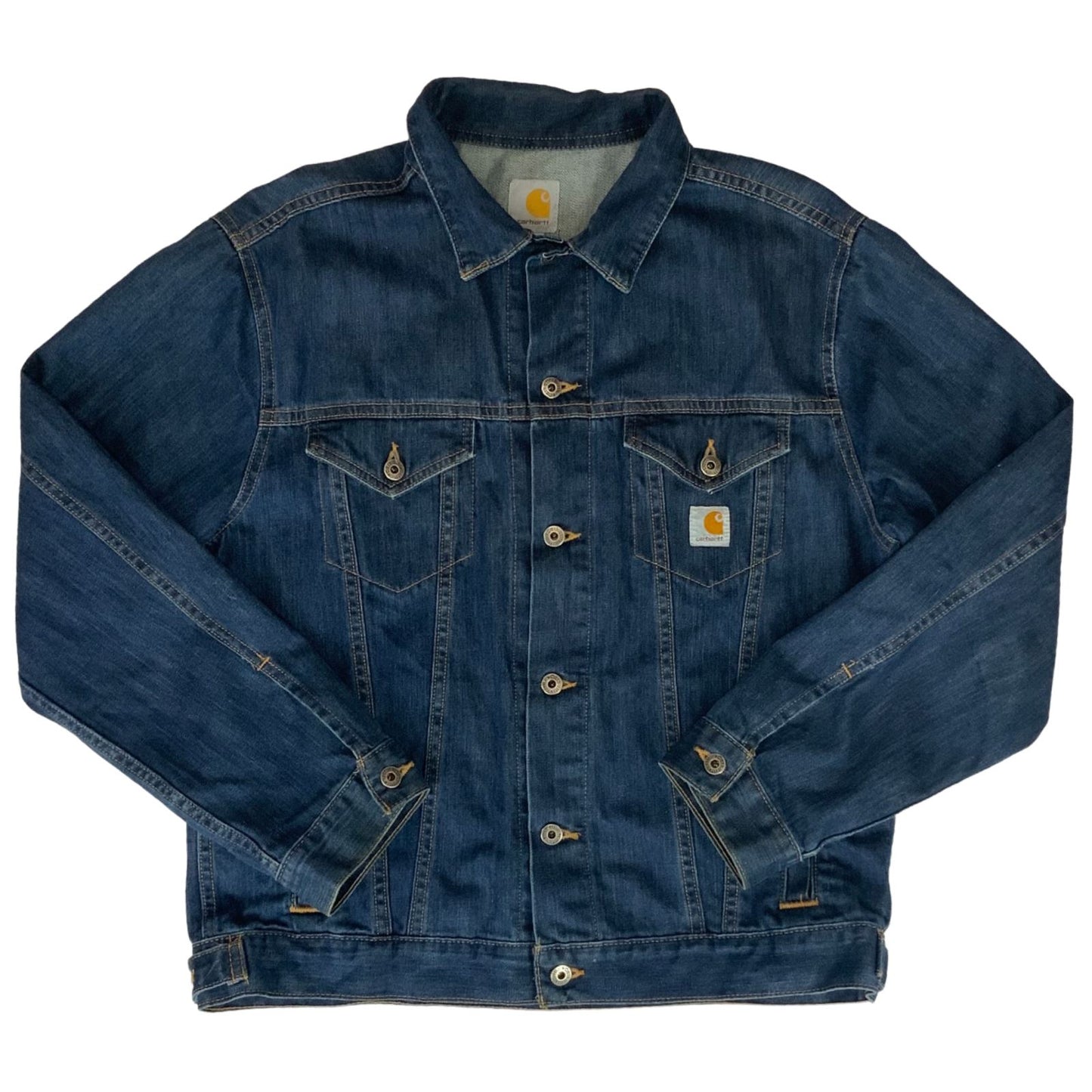 VTG CARHARTT INDIGO BLUE DENIM TRUCKER JACKET 48” (44) L