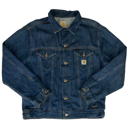 VTG CARHARTT INDIGO BLUE DENIM TRUCKER JACKET 48” (44) L