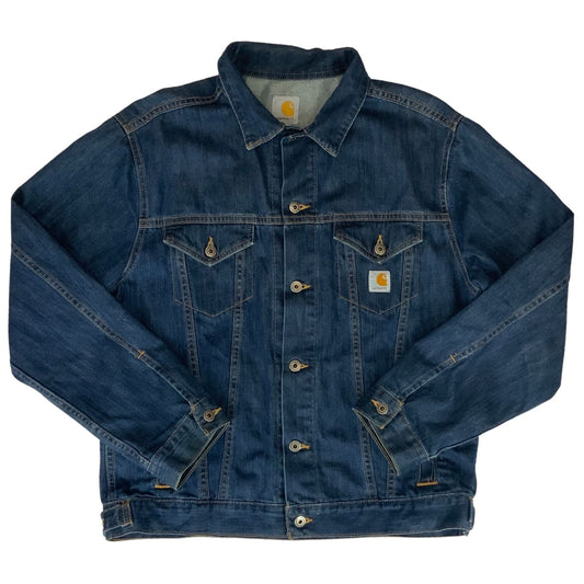 VTG CARHARTT INDIGO BLUE DENIM TRUCKER JACKET 48” (44) L