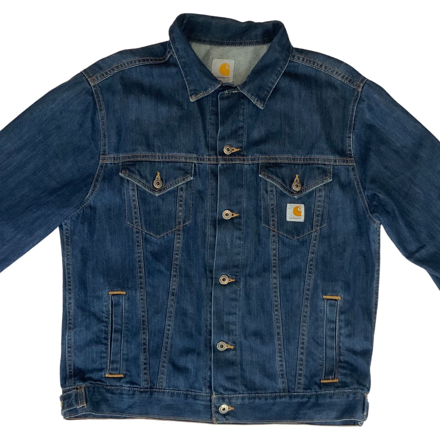 VTG CARHARTT INDIGO BLUE DENIM TRUCKER JACKET 48” (44) L