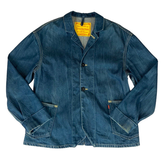 VTG Y2K LEVIS INDIGO DENIM CHORE JACKET WORKWEAR BLAZER WESTERN 44” (40) M