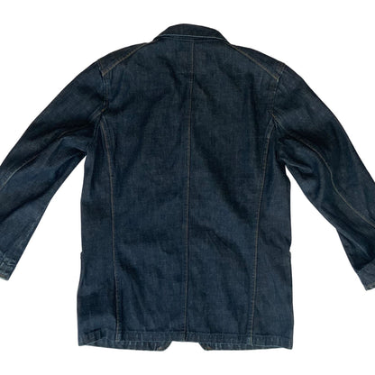 VTG Y2K EDWIN JAPAN INDIGO RAW DENIM CHORE JACKET WORKWEAR BLAZER 39” (36) S