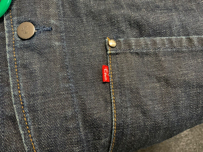 VTG Y2K EDWIN JAPAN INDIGO RAW DENIM CHORE JACKET WORKWEAR BLAZER 39” (36) S