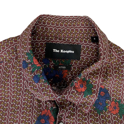 Preloved 00s The Kooples Burgundy Red Geometric Floral Patten Fitted Shirt S