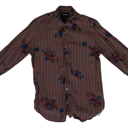 Preloved 00s The Kooples Burgundy Red Geometric Floral Patten Fitted Shirt S