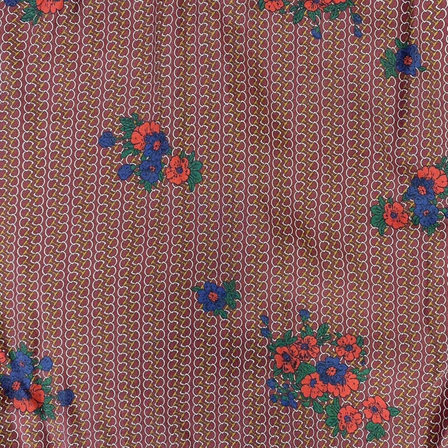 Preloved 00s The Kooples Burgundy Red Geometric Floral Patten Fitted Shirt S