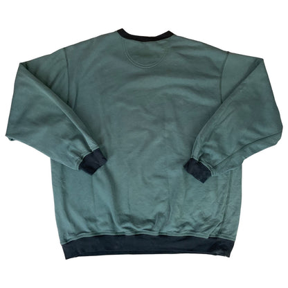 Vintage 90s 00s Nike Blue Green Grey Teal Nike V-Neck Embroidered Sweatshirt XXL