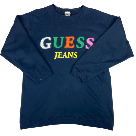 Vintage 90s Navy Guess Jeans Crewneck Sweater Large
