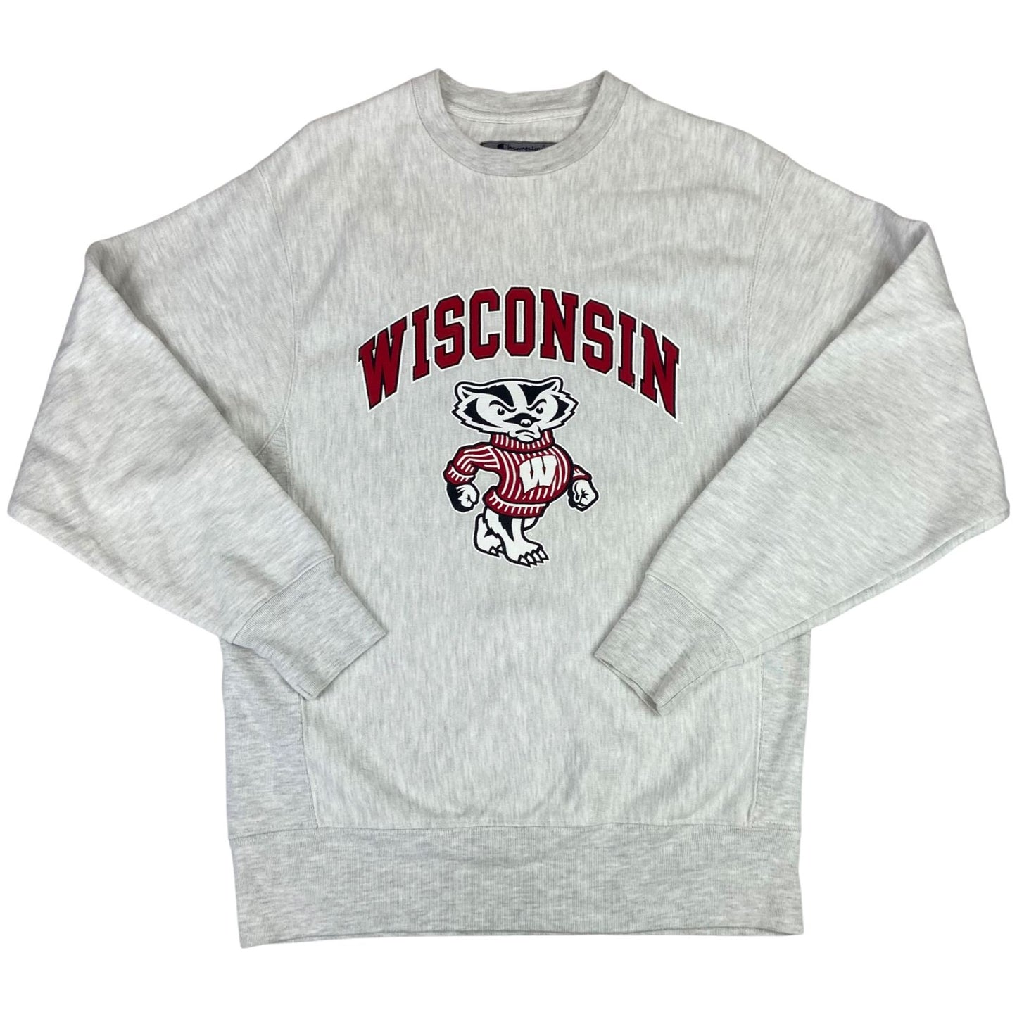 Vintage 90's Grey Champion Wisconsin Badgers NCAA Crewneck Sweater Medium