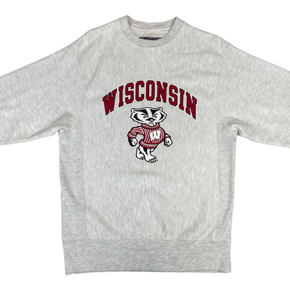 Vintage 90's Grey Champion Wisconsin Badgers NCAA Crewneck Sweater Medium