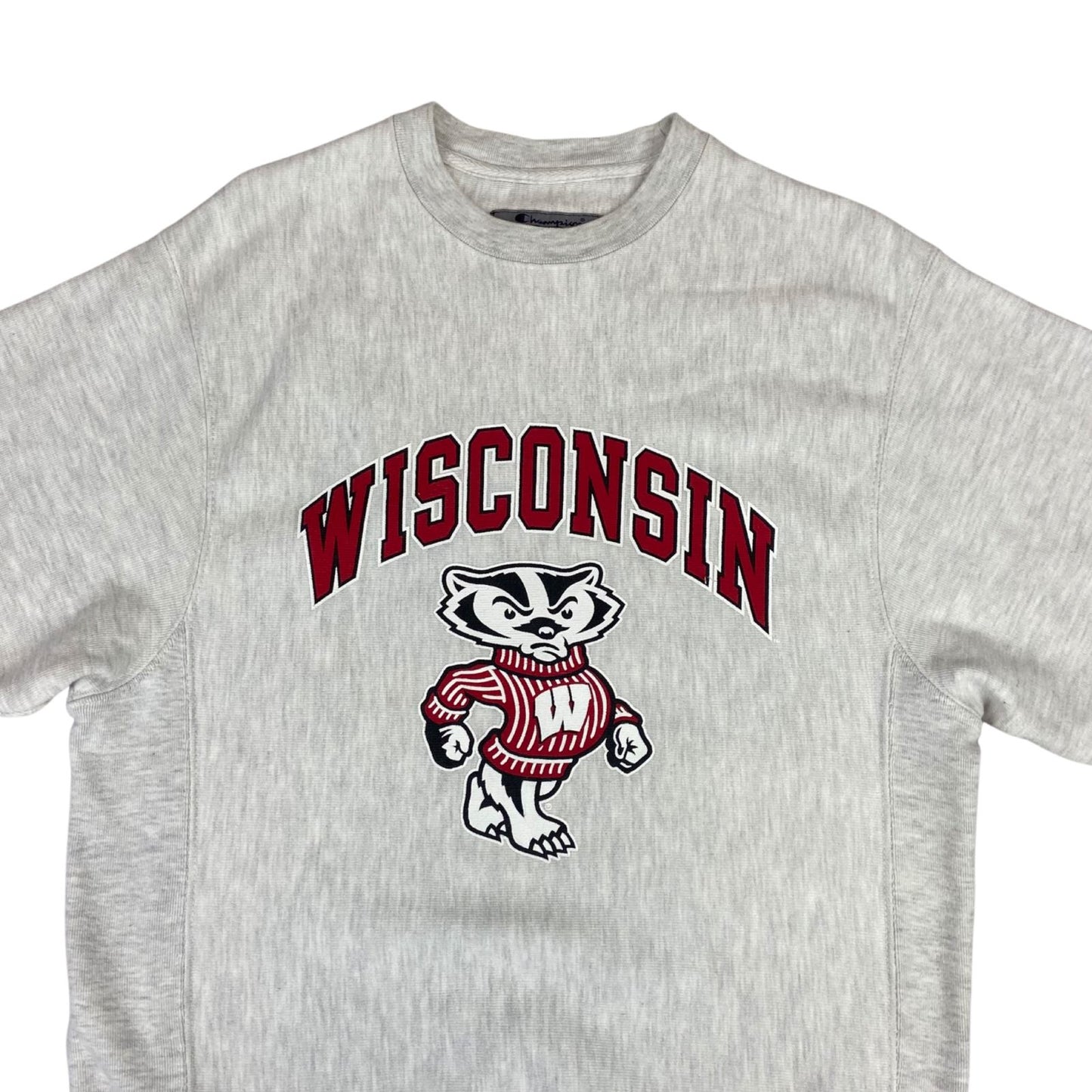 Vintage 90's Grey Champion Wisconsin Badgers NCAA Crewneck Sweater Medium