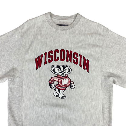 Vintage 90's Grey Champion Wisconsin Badgers NCAA Crewneck Sweater Medium