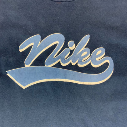Vintage 00s Y2K Navy Blue Nike Script Spell-Out Graphic T-Shirt XXL