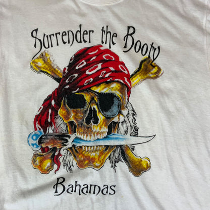Vintage 90s White Bahamas 'Surrender The Booty' Comedy Innuendo Graphic Tee M