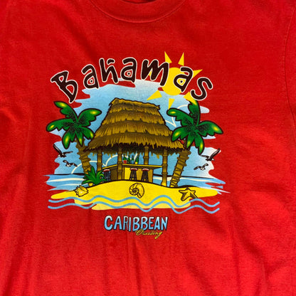 Vintage 90s Red Bahamas Caribbean Cruising Destination Tourist Graphic T-Shirt L