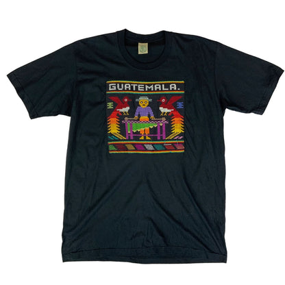 Vintage 90's Black Guatemala All-Embroidered Tourist Destination T-Shirt Large