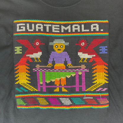 Vintage 90's Black Guatemala All-Embroidered Tourist Destination T-Shirt Large