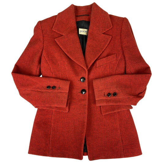 Vintage 90s 00s Red JOOP! Chequered Wool Womens Blazer