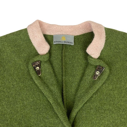 Vintage 90s 00s Green Pink Wool Authentic Tyrolean Antler Buttons Cardigan M