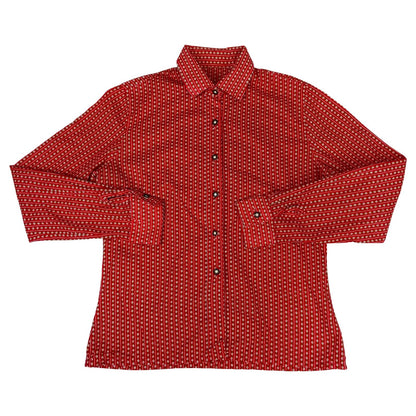 Vintage 90s Red Floral Authentic Tyrolean Button Up Blouse Shirt Top M 12 14