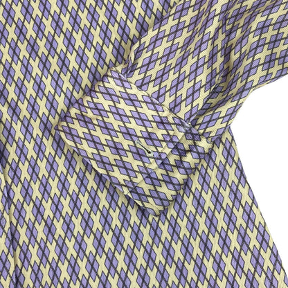 Vintage 90s Purple Cream Paul & Joe Geometric Patterned Button Up Blouse Shirt S