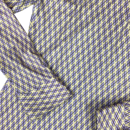Vintage 90s Purple Cream Paul & Joe Geometric Patterned Button Up Blouse Shirt S