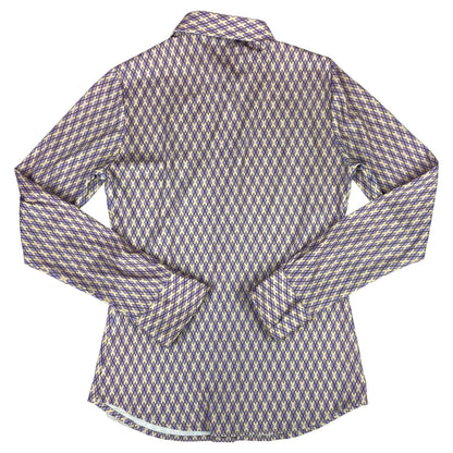Vintage 90s Purple Cream Paul & Joe Geometric Patterned Button Up Blouse Shirt S