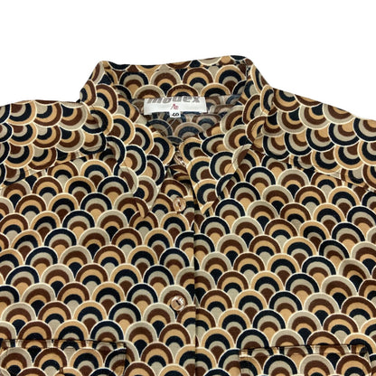 Vintage 90s Brown Modex Geometric Patterned Button Up Blouse Shirt L 16