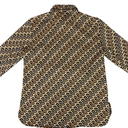 Vintage 90s Brown Modex Geometric Patterned Button Up Blouse Shirt L 16