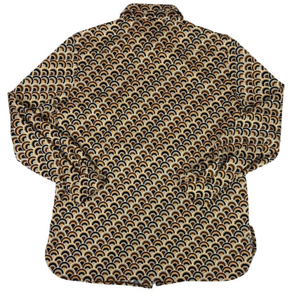 Vintage 90s Brown Modex Geometric Patterned Button Up Blouse Shirt L 16