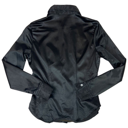 Vintage 90s Black Hennes Collection H&M Satin Blouse Shirt Button Up S 8 10