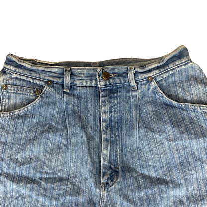 VTG USA UNION MADE LEE HERRINGBONE STRIPE DENIM HIGH WAIST JEANS WORKWEAR 29W 31
