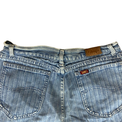 VTG USA UNION MADE LEE HERRINGBONE STRIPE DENIM HIGH WAIST JEANS WORKWEAR 29W 31