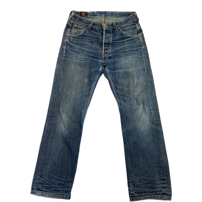 Vintage 90s 00s Faded Dark Wash Denim Lee 101B Straight Leg MidRise Jeans W32L31