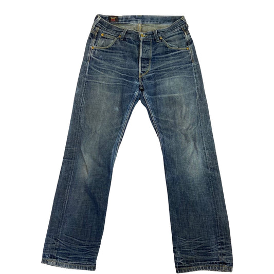 Vintage 90s 00s Faded Dark Wash Denim Lee 101B Straight Leg MidRise Jeans W32L31