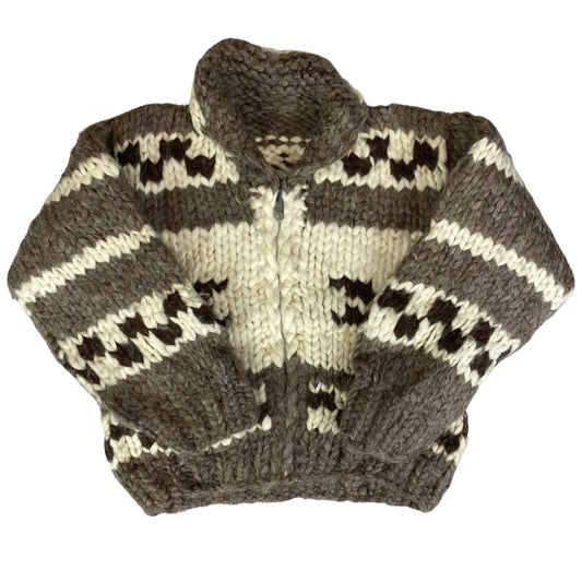VTG KIDS CHILD NATIVE CANADIAN COWICHAN INDIAN HAND KNIT CARDIGAN ROCKABILLY 32”