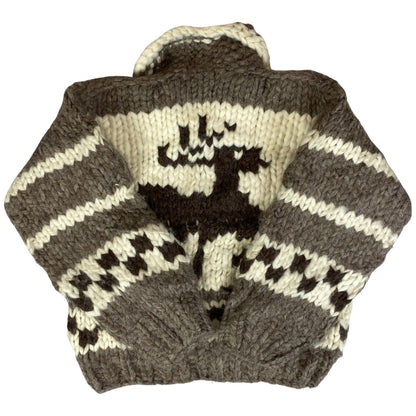 VTG KIDS CHILD NATIVE CANADIAN COWICHAN INDIAN HAND KNIT CARDIGAN ROCKABILLY 32”